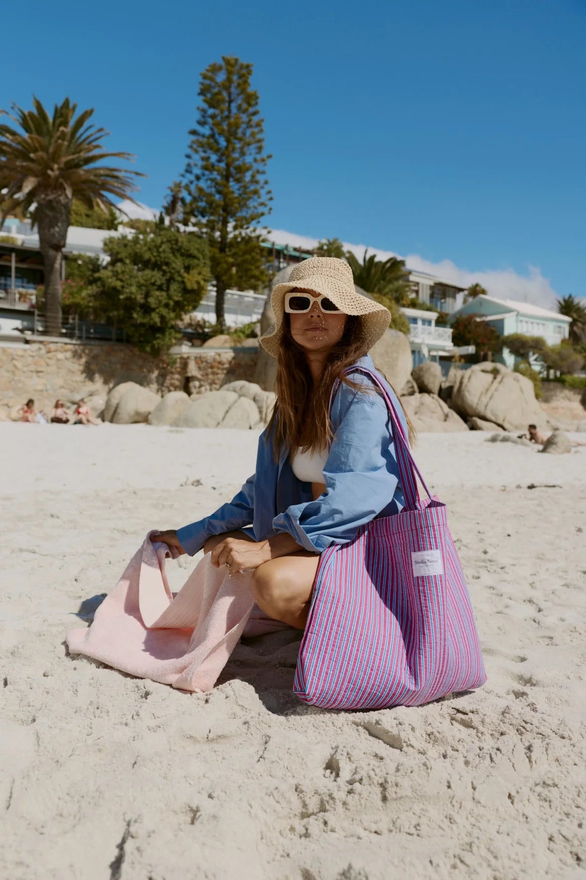 Poplin Striped Mom Bag | Butter Yellow