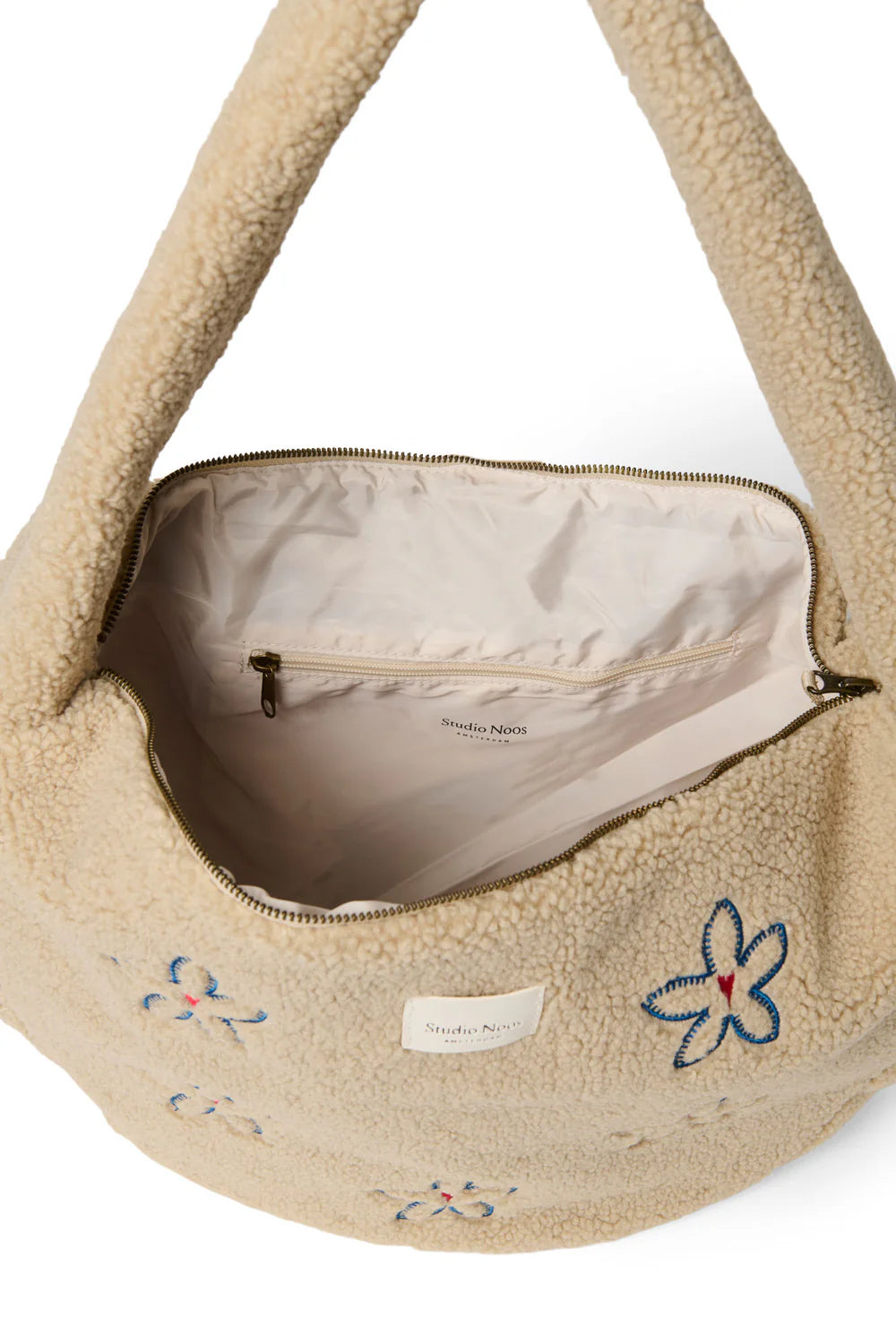 Ecru Flower Heart Teddy Cross Body Bag