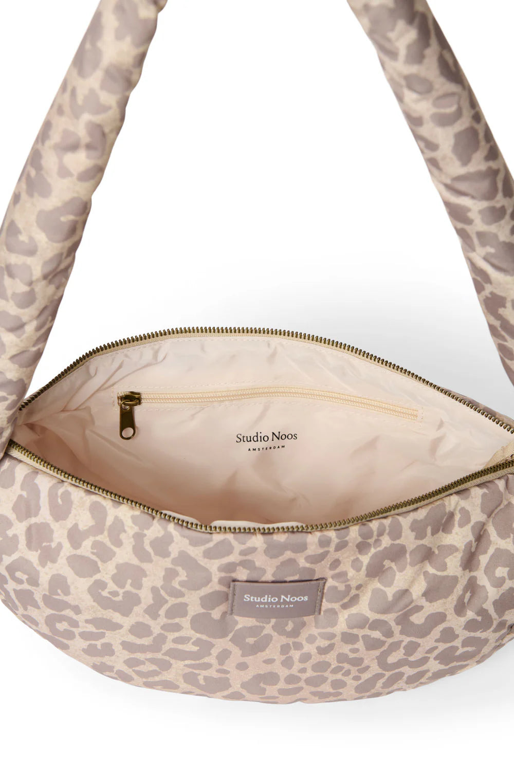 Beige Leopard Puffy Mini Cross Body Bag
