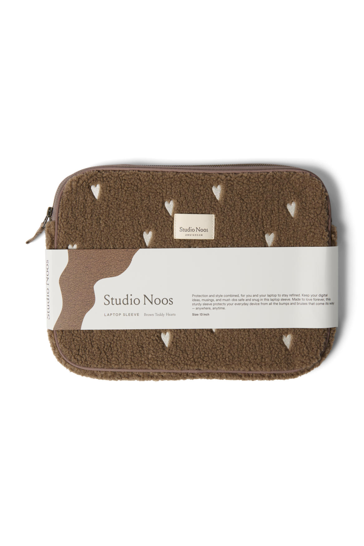 Teddy Laptop Sleeve 13 Inch | Brown Hearts