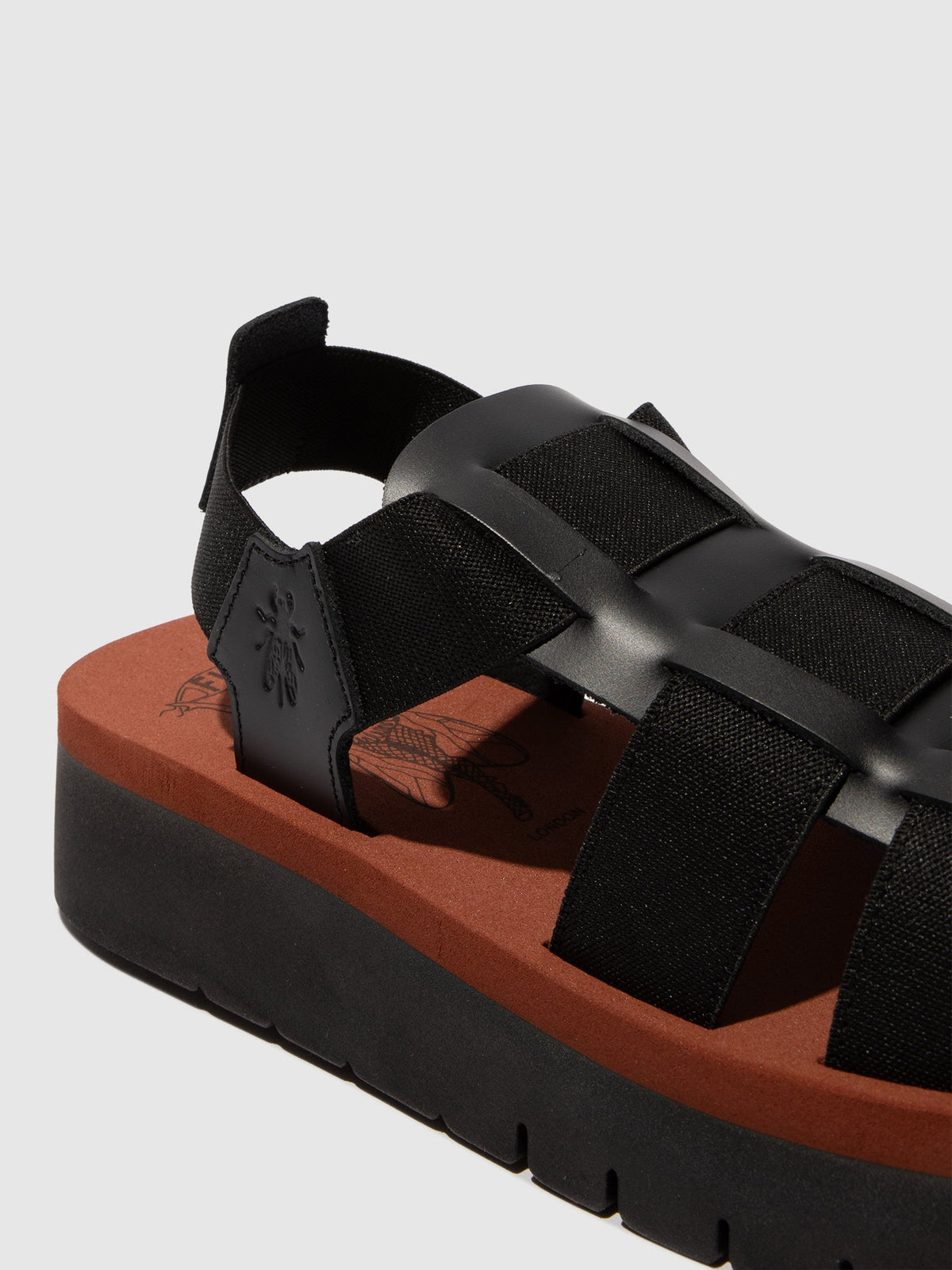 Slingback-Sandalen SAMB245FLY SCHWARZ/SCHWARZ/ZIEGELROT