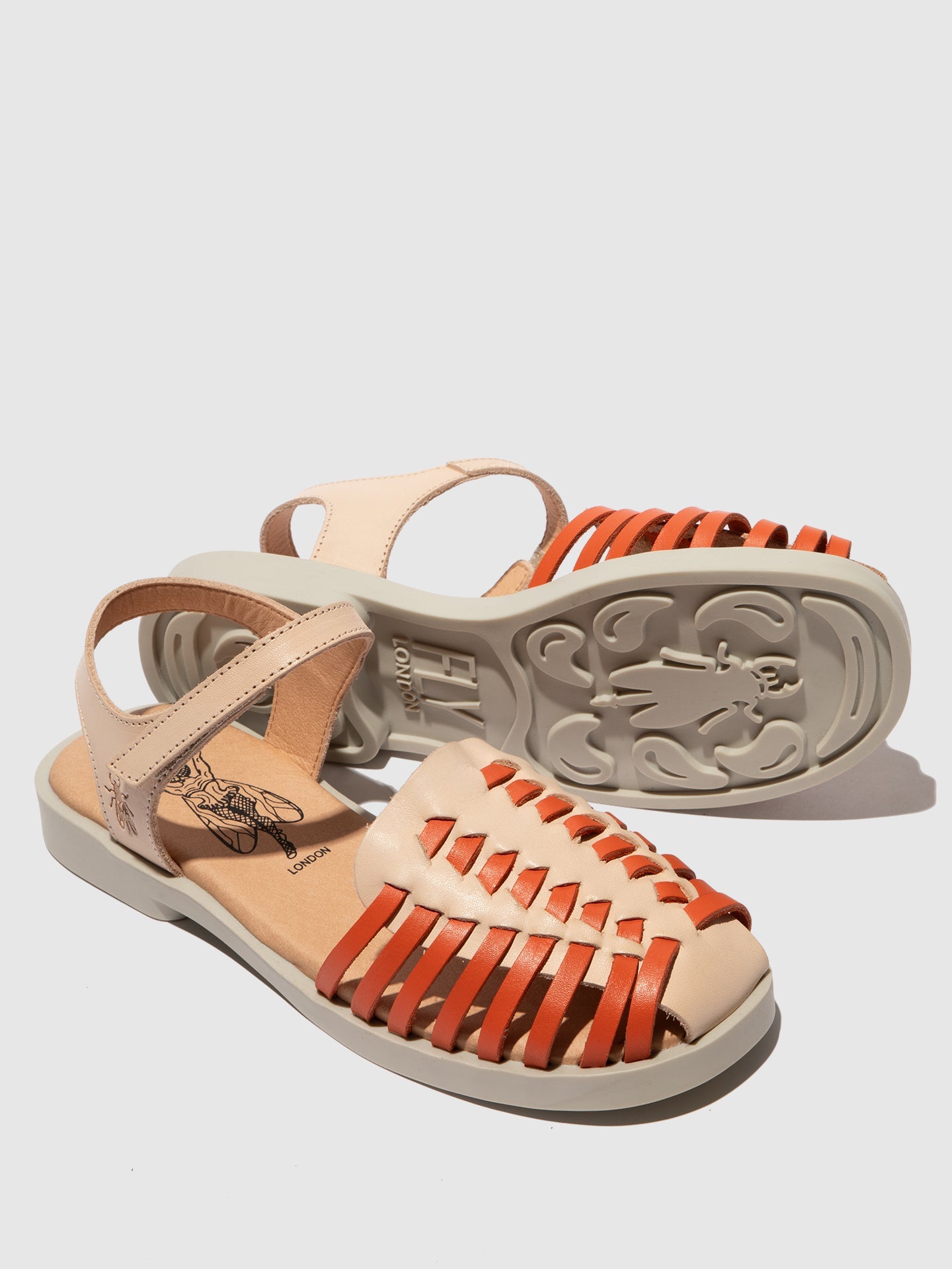 Sandaletten mit Fesselriemchen AVAN406FLY NATUR/SCARLET