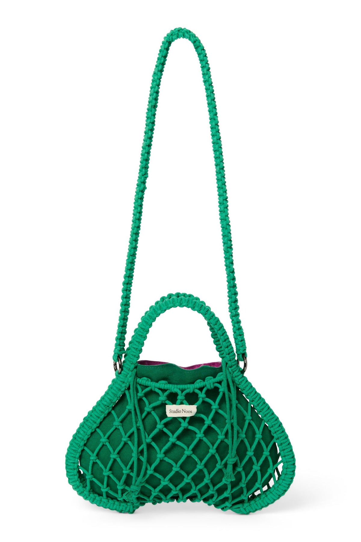 Purple-Green Reversible Insert | Green Macramé Mini Handbag with