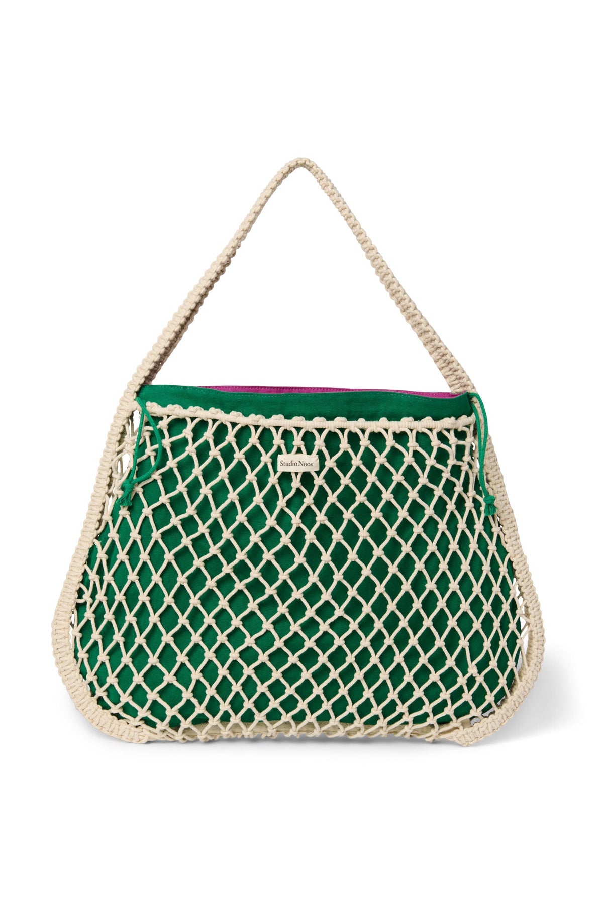 Purple-Green Reversible Insert | Natural Macramé Mom Bag with