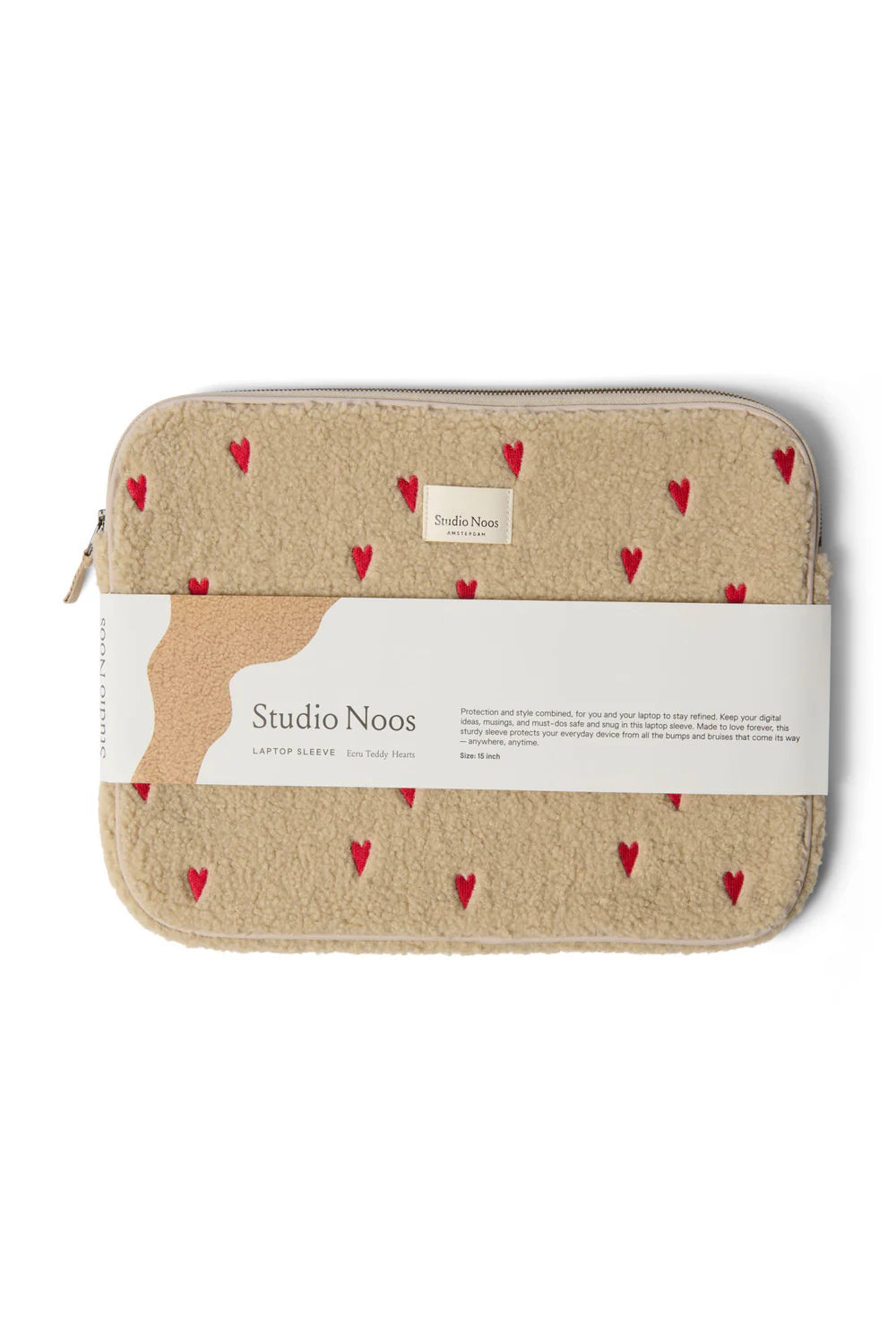 Ecru Hearts Teddy Laptop Sleeve 15 Inch