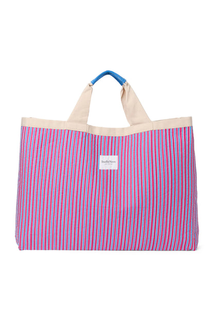 Poplin Striped Beach Bag | Raspberry