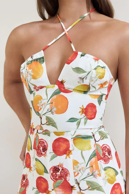 Mini-Sommerkleid mit Früchtemuster