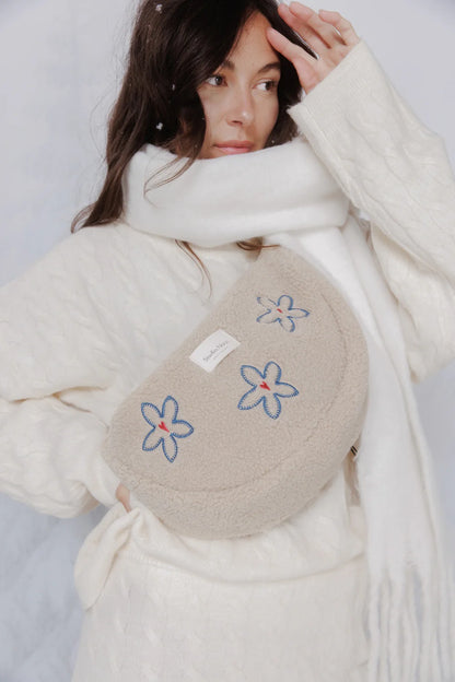 Ecru Flower Heart Teddy Adult Fanny Pack