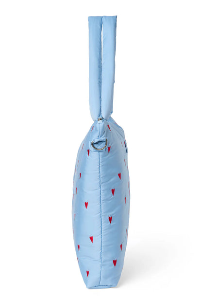 Light Blue Hearts Puffy Diaper Bag