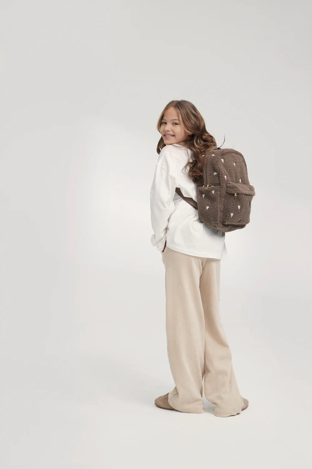 Brown Hearts Teddy Midi Backpack