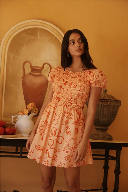Sunset Scenes Minikleid Orange