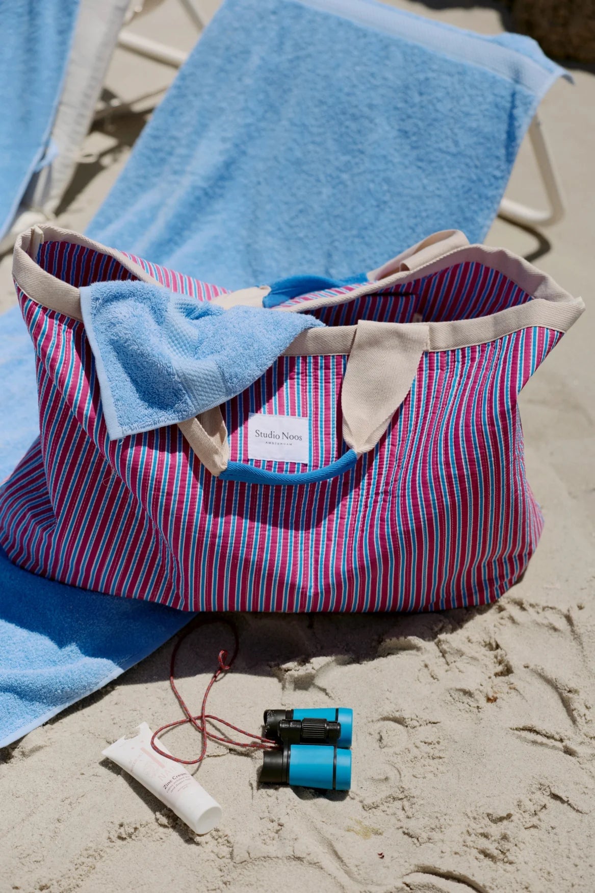 Poplin Striped Beach Bag | Butter Yellow