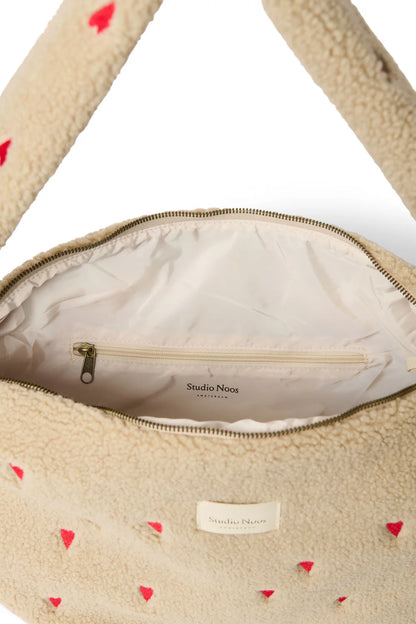 Ecru Hearts Teddy Cross Body Bag