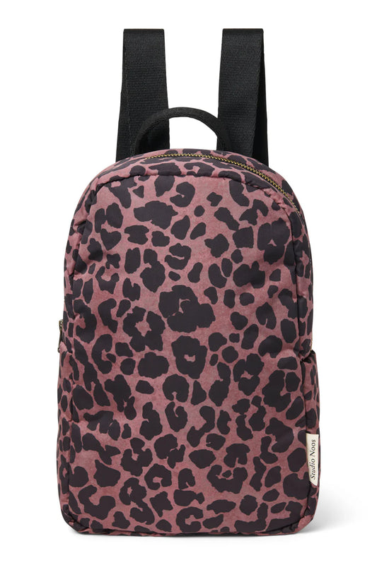 Roter Leopard-Puffy-Mini-Rucksack