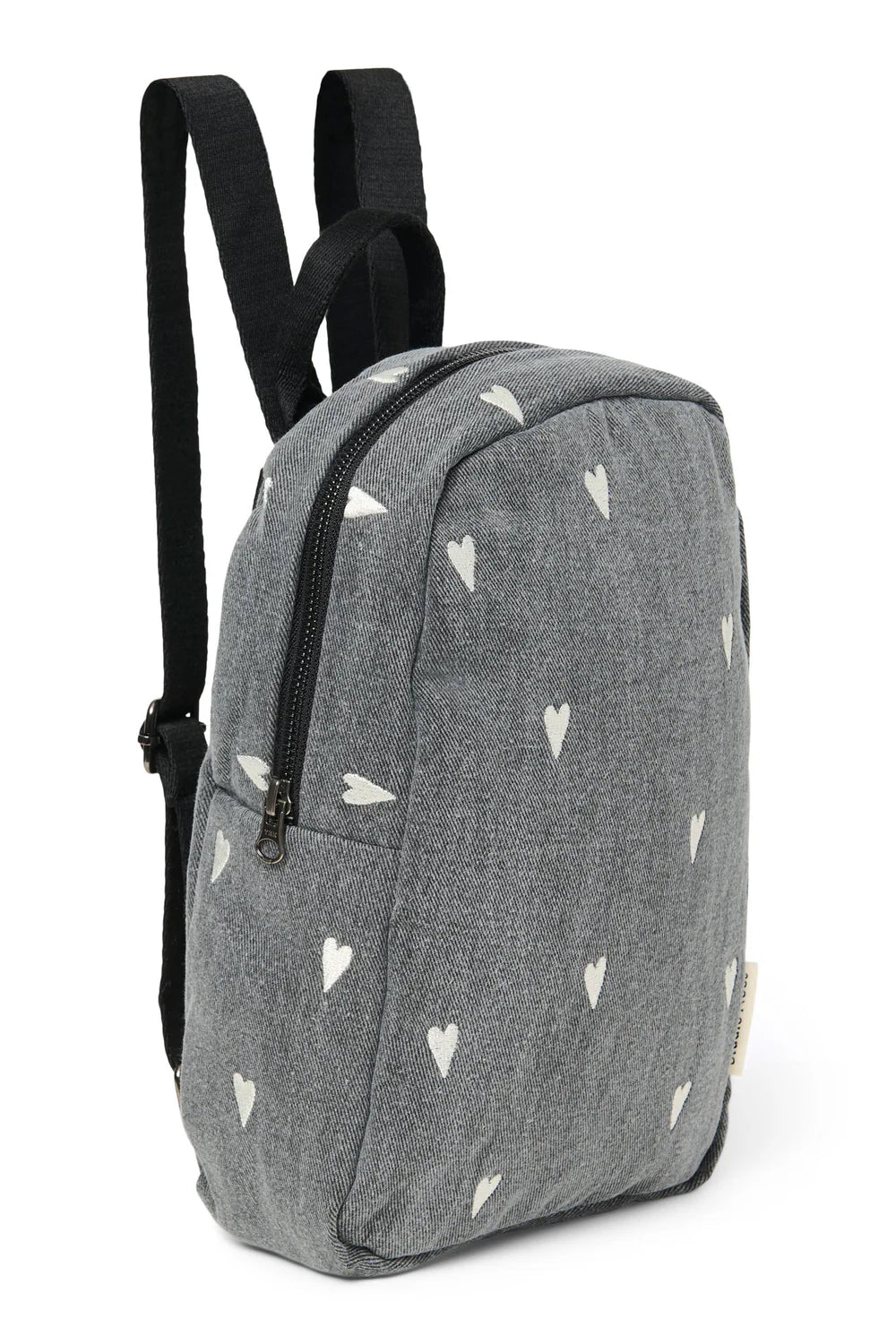 Grey Hearts Denim Mini Backpack