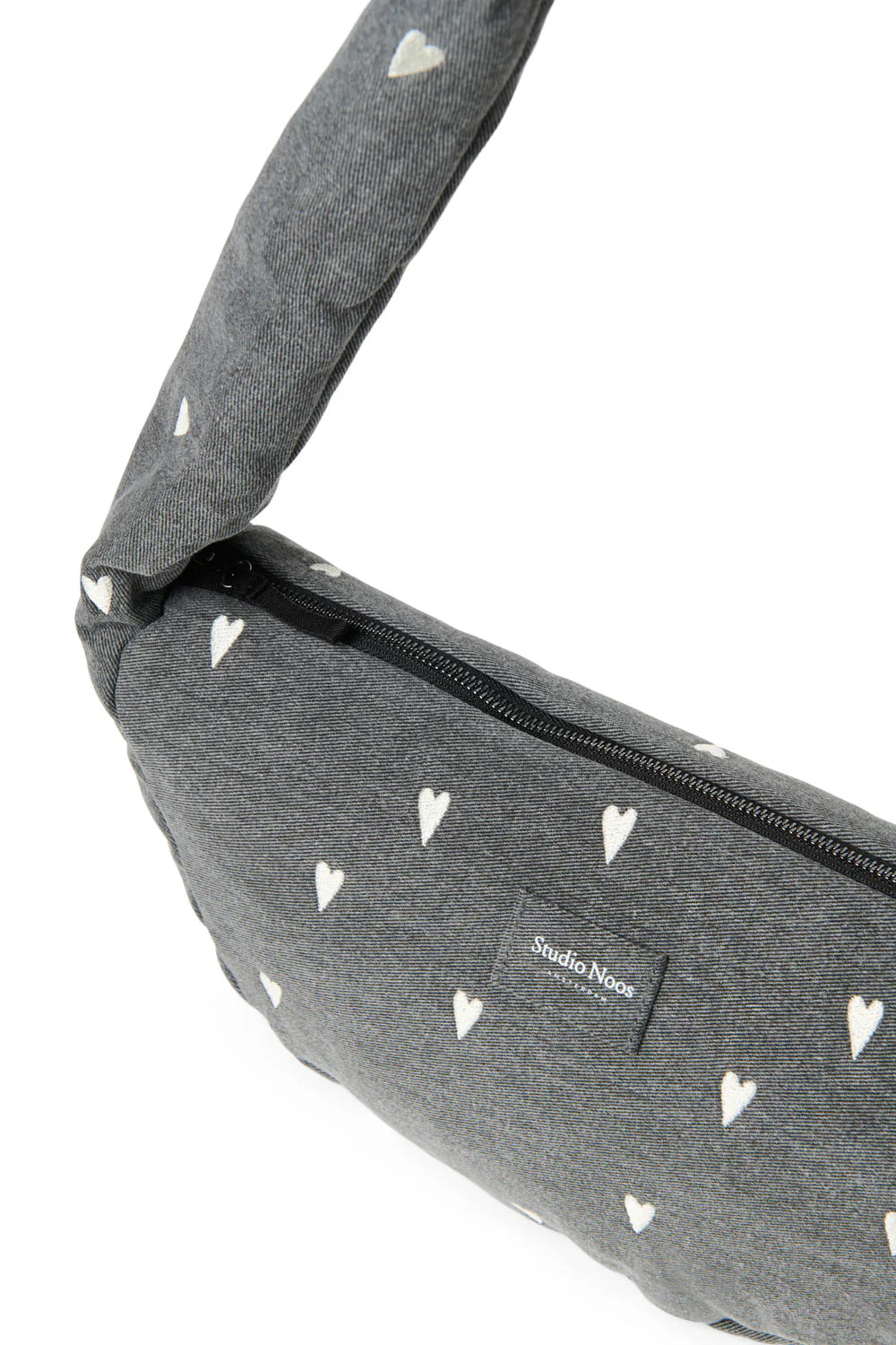 Grey Hearts Denim Mini Cross Body Bag
