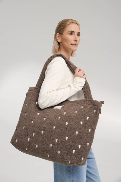 Brown Hearts Teddy Diaper Bag