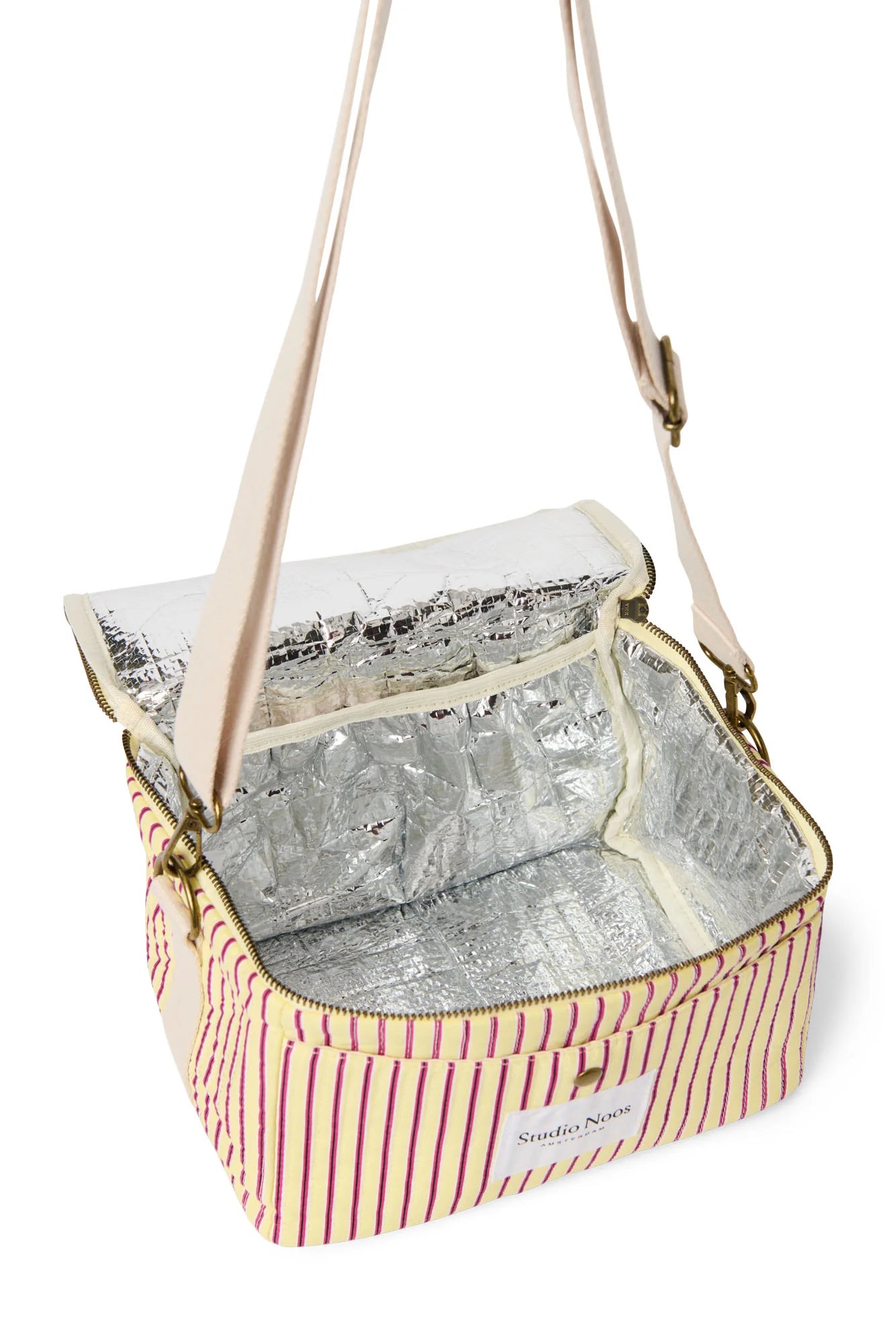 Poplin Striped Cooler Bag | Raspberry