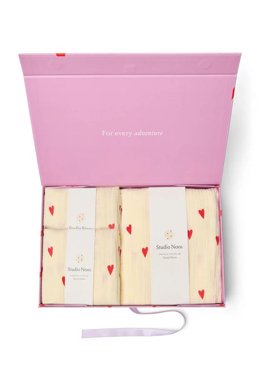 Geschenkset Wickeltuch „Beige Herzen“