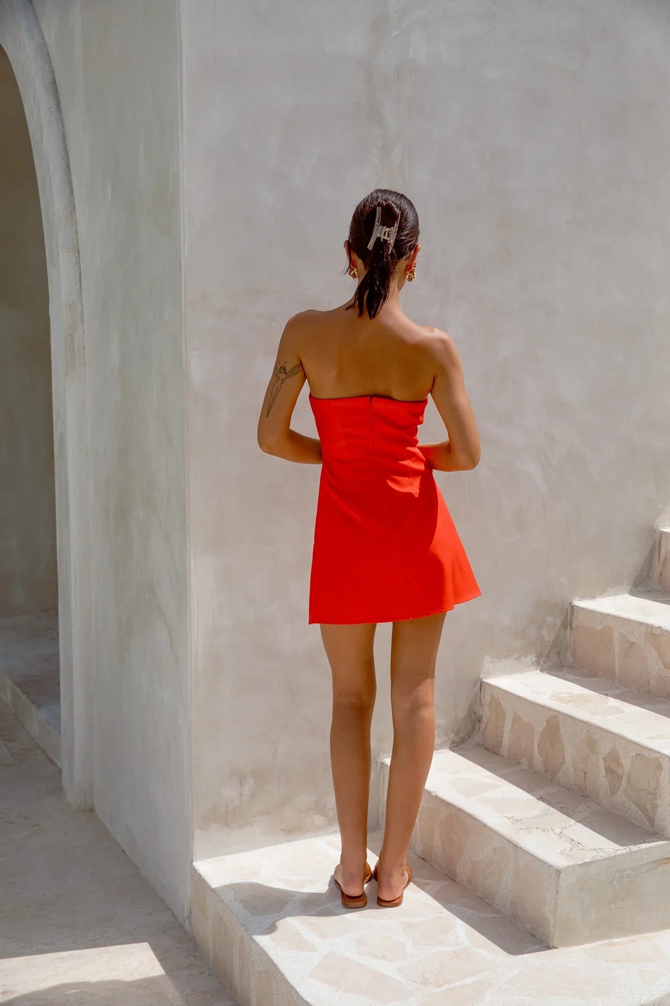 Insel-Genuss trägerloses Minikleid Rot