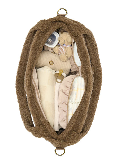 Brown Hearts Teddy Diaper Bag