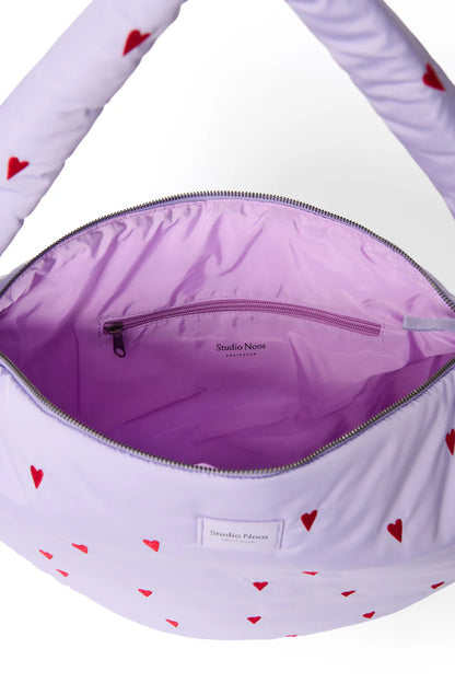Purple Hearts Puffy Cross Body Bag
