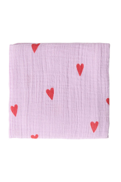 Light Blue Hearts Swaddle Print Medium