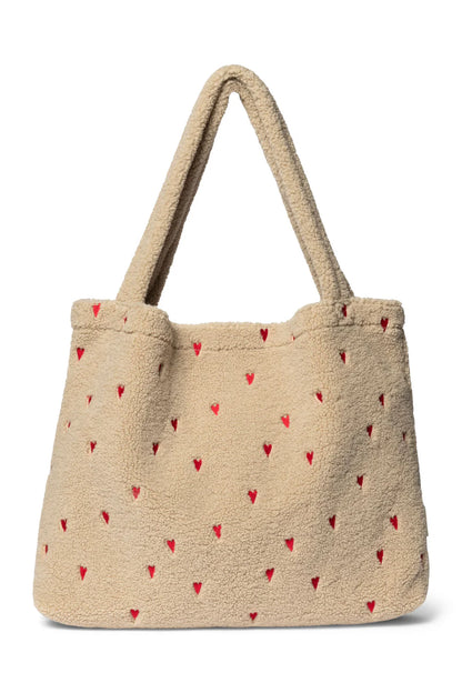 Ecru Hearts Teddy Mom Bag