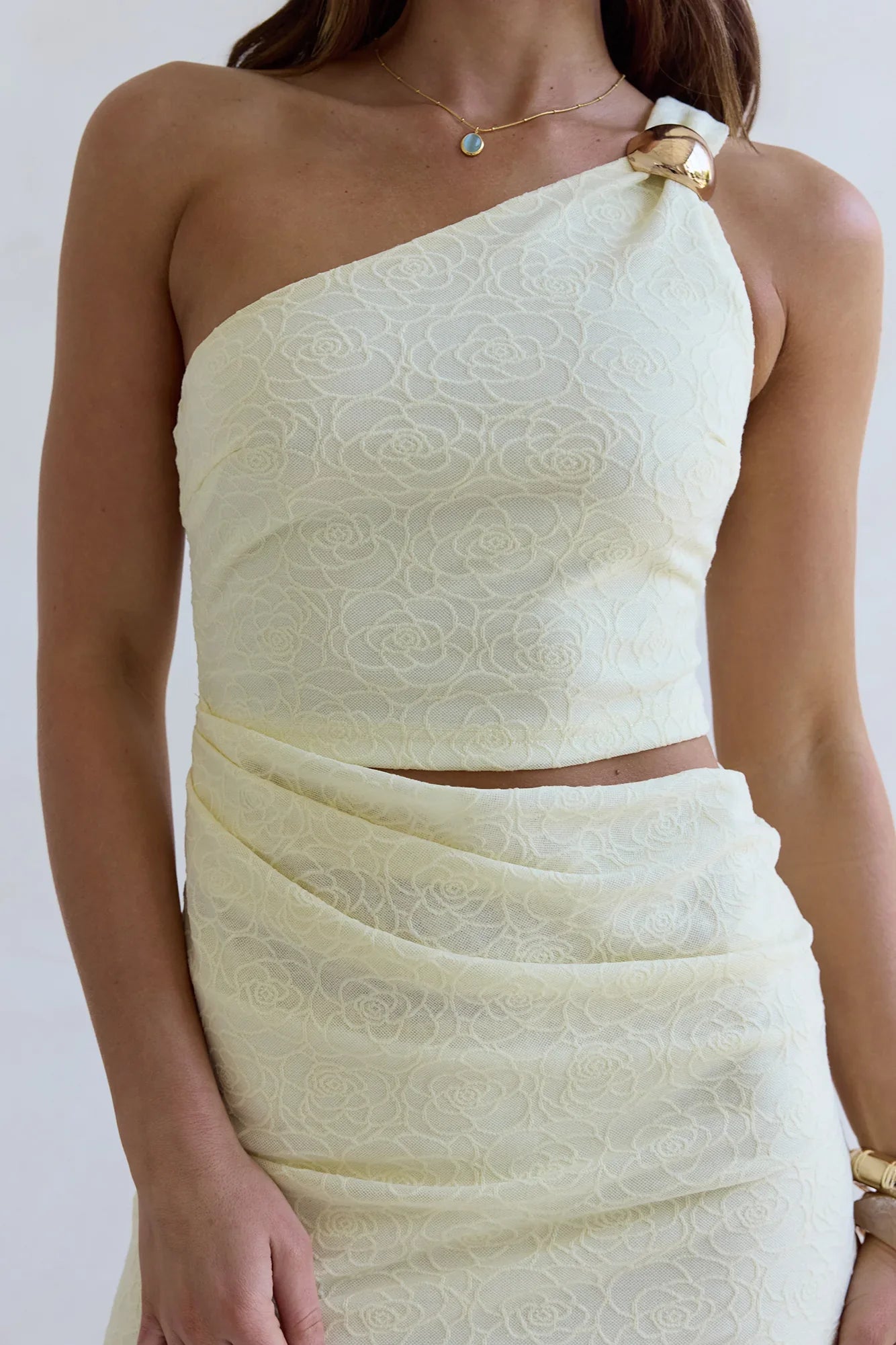 Sonnenuntergang Champagner One Shoulder Minikleid Gelb