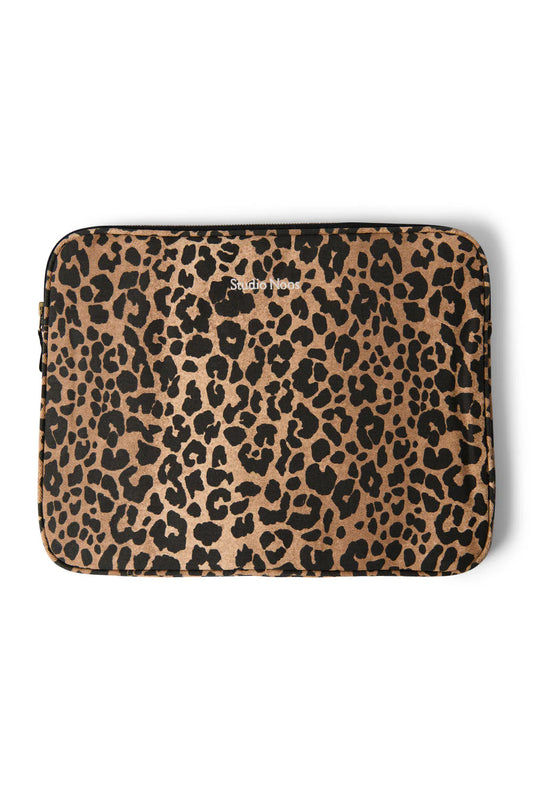 Braune Leopard Baumwoll-Laptoptasche 15 Zoll
