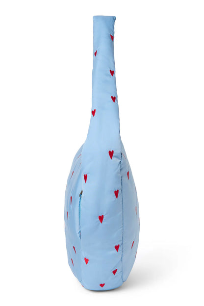 Light Blue Hearts Puffy Cross Body Bag