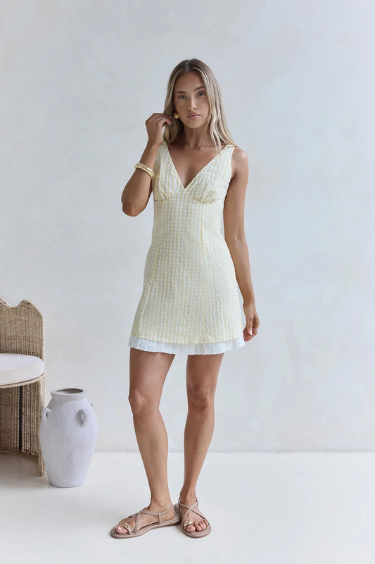 Vestido Amarelo Curto Picnic Perfeito