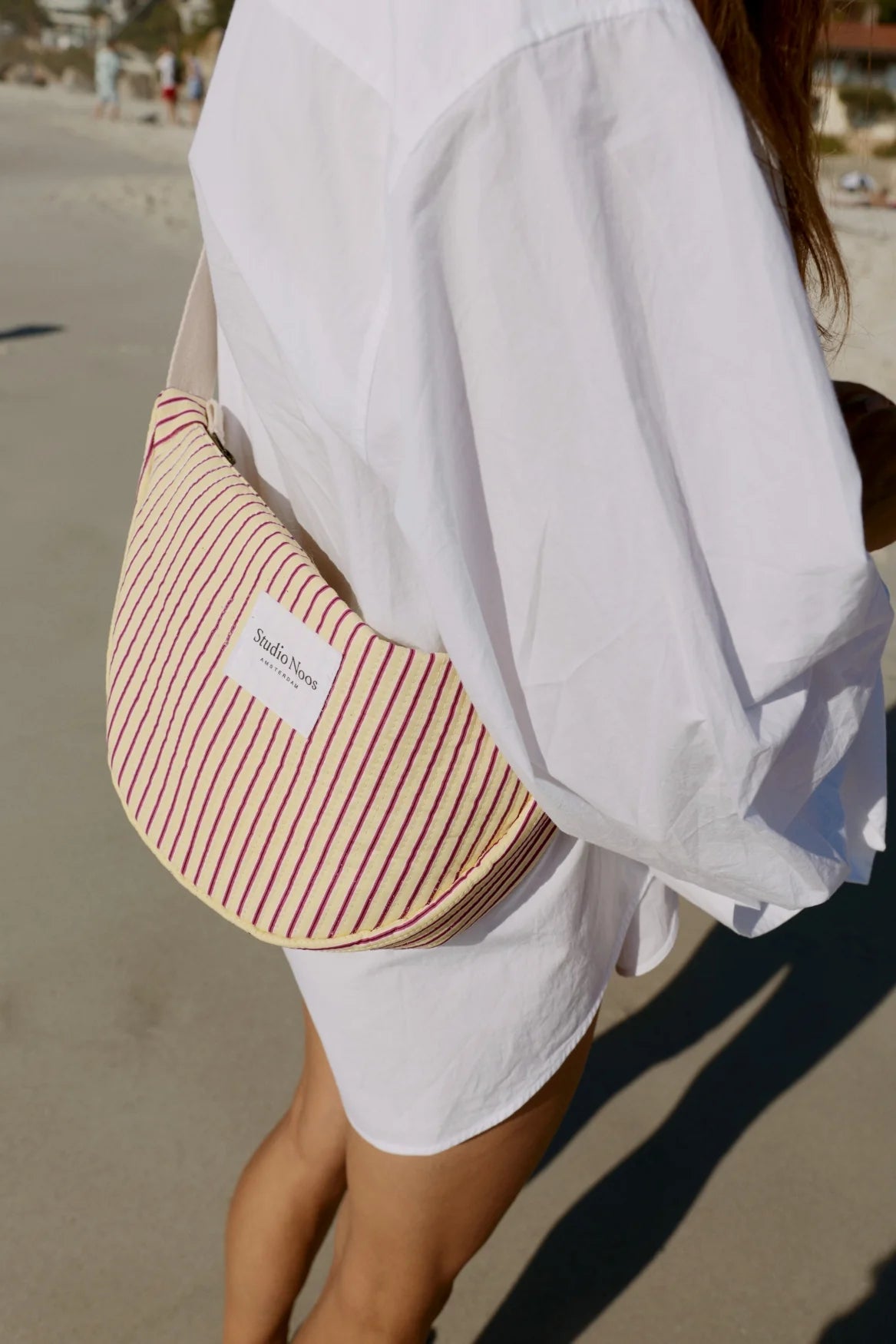 Poplin Striped Adult Fanny Pack | Butter Yellow