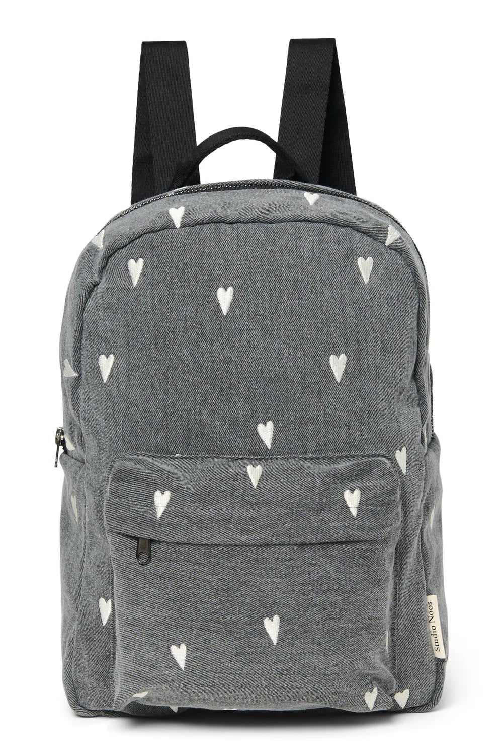 Grey Hearts Denim Midi Backpack
