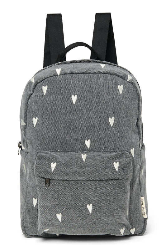 Grey Hearts Denim Midi Rucksack