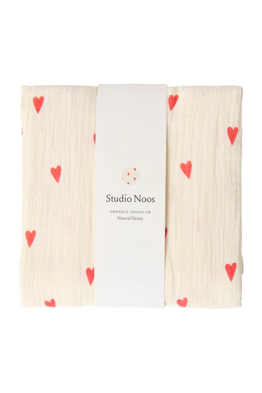 Beige Herzen Swaddle Print Groß