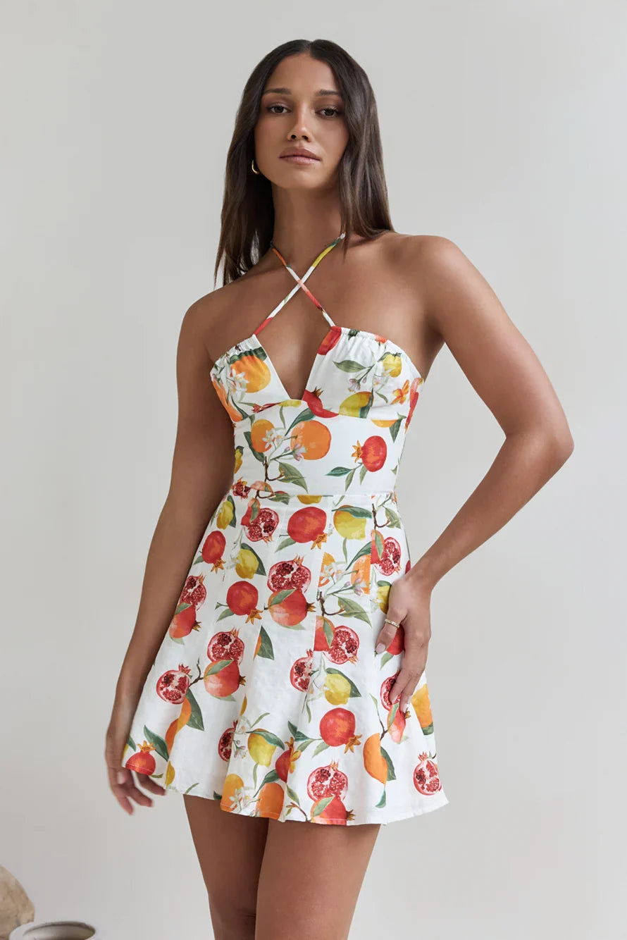 Mini-Sommerkleid mit Früchtemuster