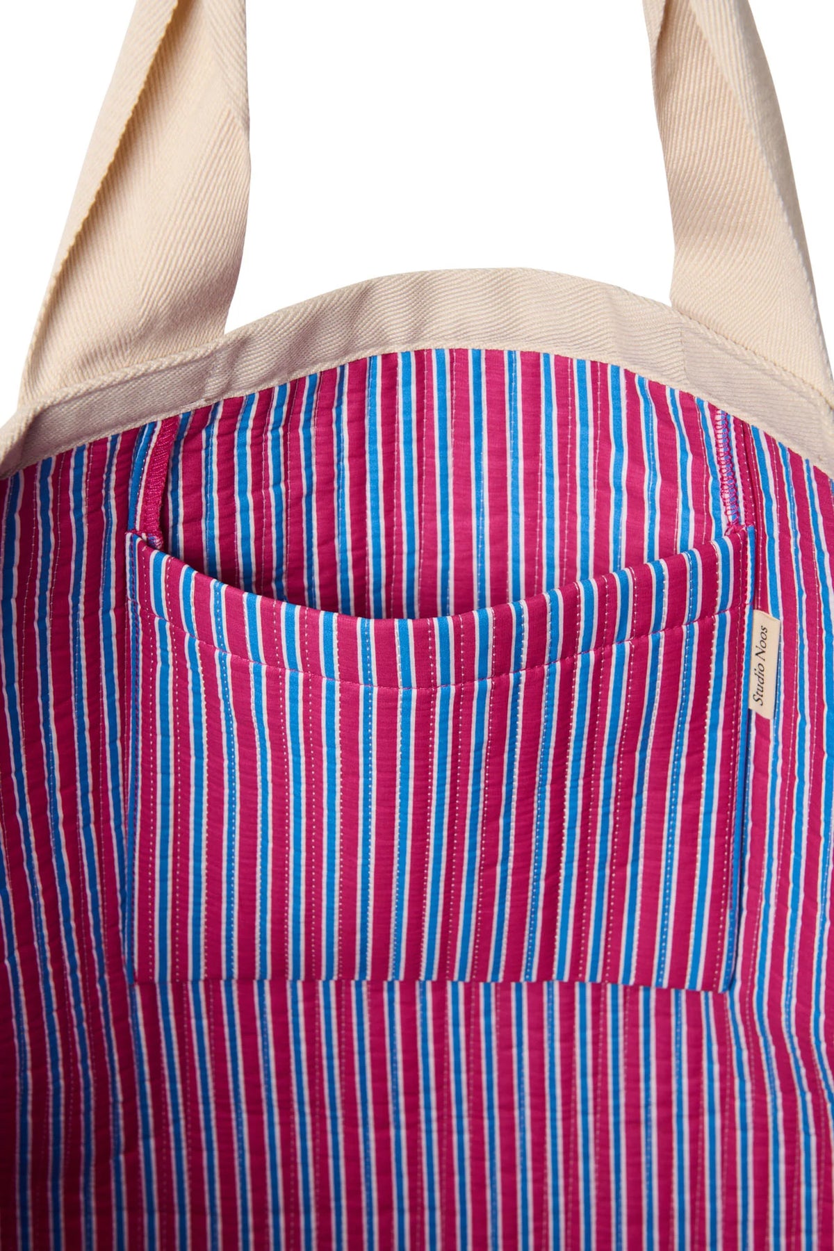 Poplin Striped Beach Bag | Raspberry