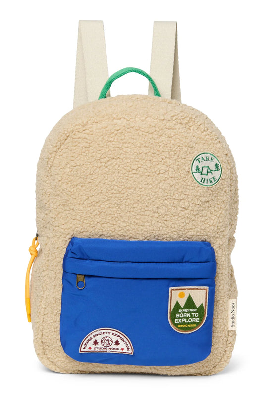 Ecru/Cobalt Teddy Midi-Rucksack
