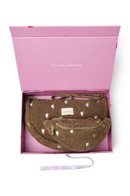 Ecru Hearts Matching Teddy Gift Set