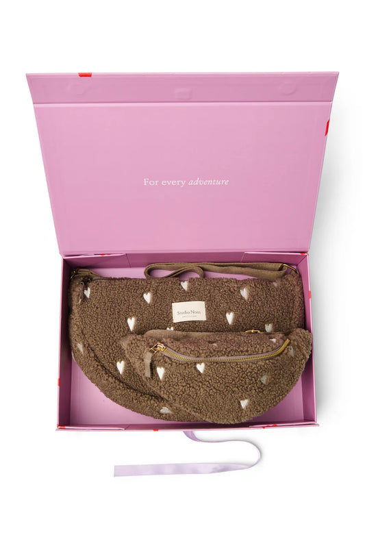 Brown Hearts Matching Teddy Gift Set