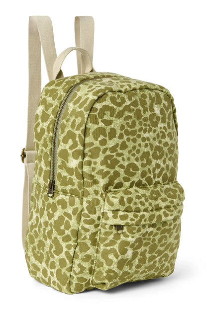 Brown Leopard Cotton Midi Backpack