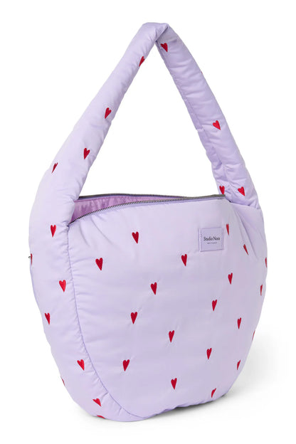 Light Blue Hearts Puffy Cross Body Bag
