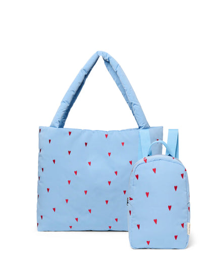 Light Blue Hearts Matching Puffy Gift Set