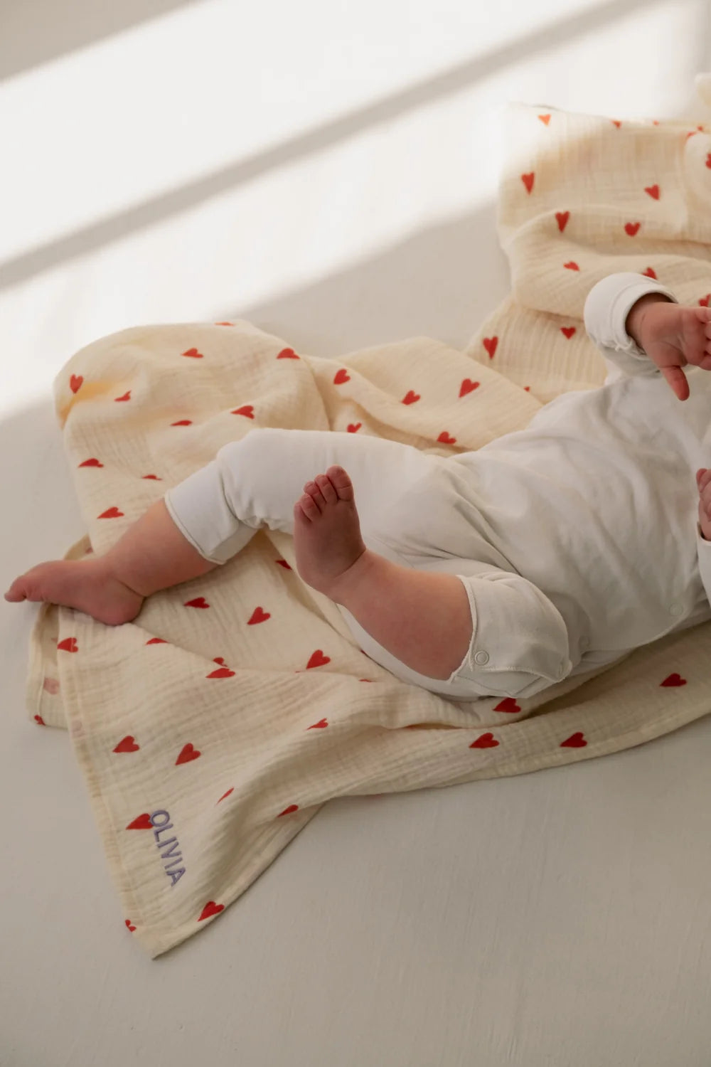 Beige Hearts Swaddle Print Large