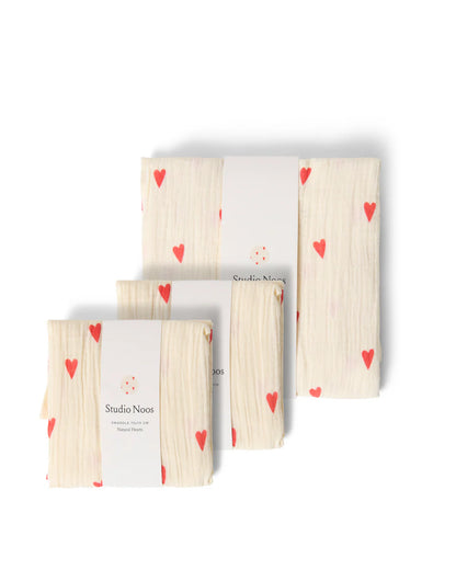 Beige Hearts Swaddle Gift Set