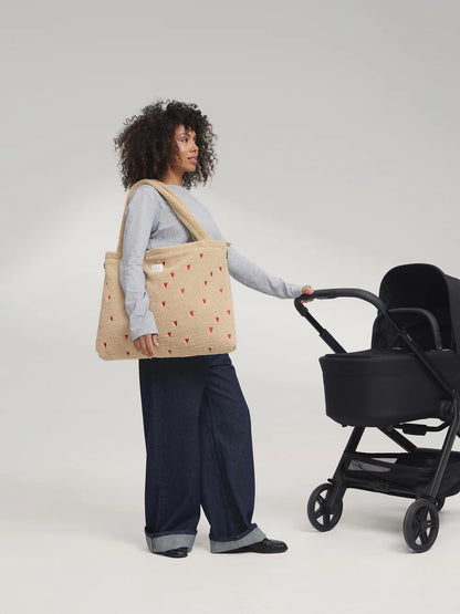 Ecru Hearts Teddy Diaper Bag