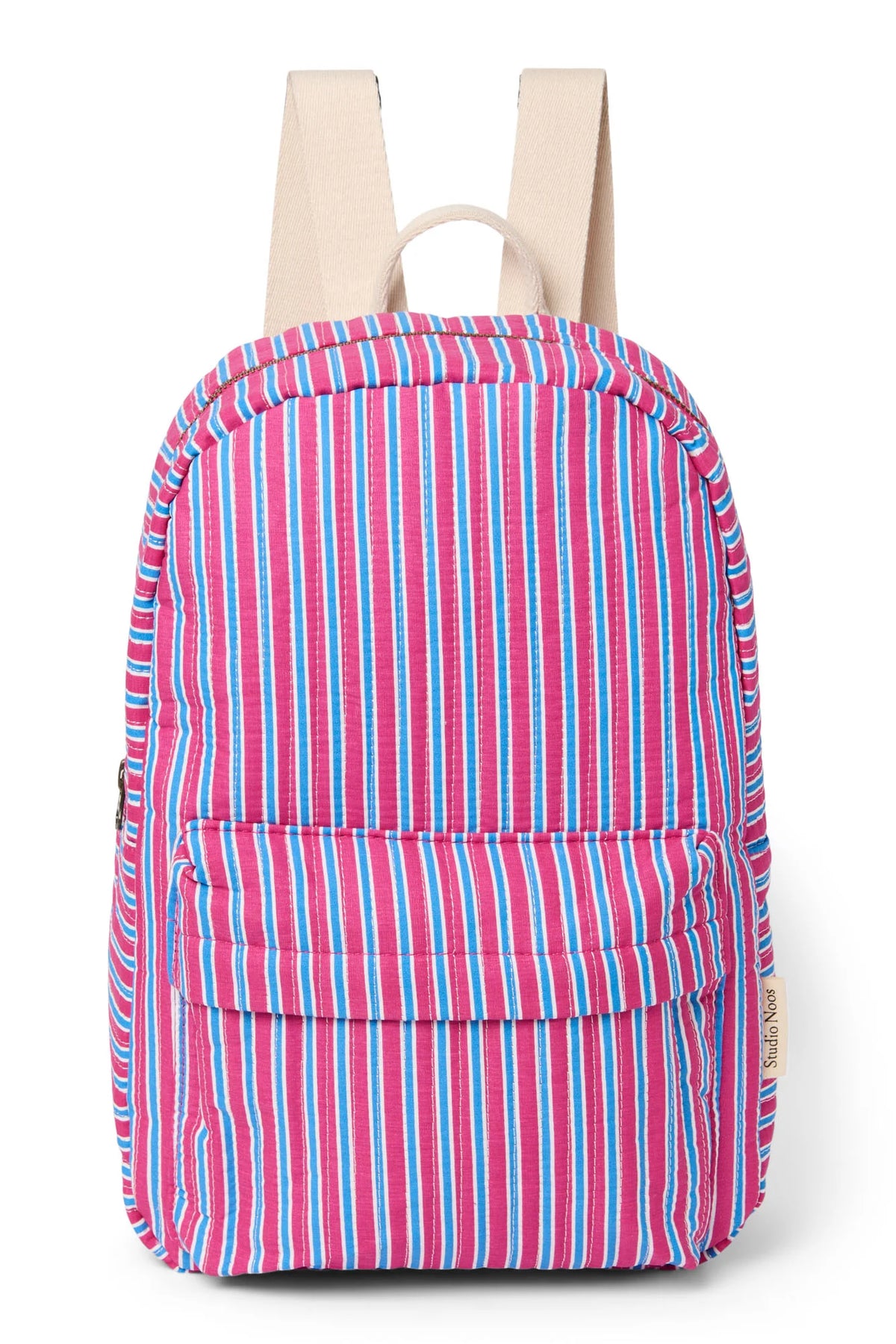 Poplin Striped Midi Backpack | Raspberry