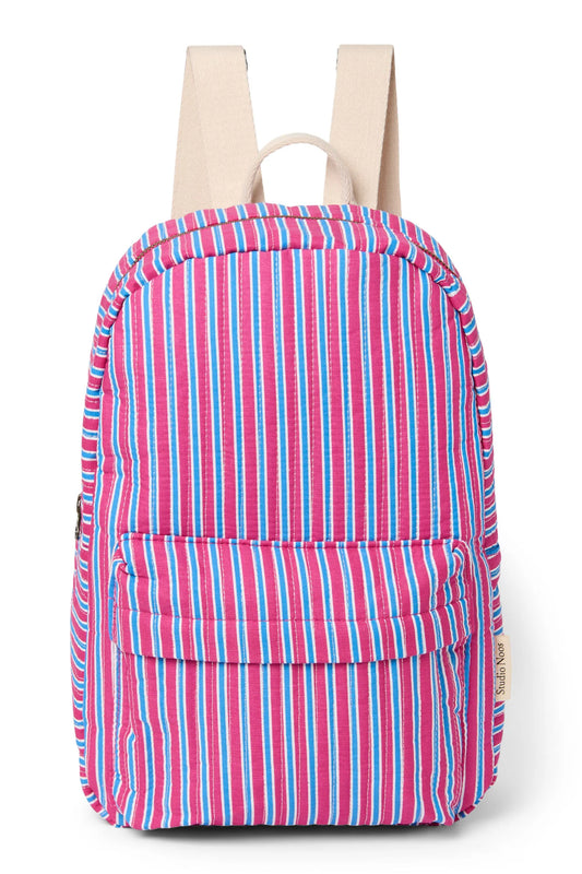 Poplin Gestreifter Midi-Rucksack | Himbeere