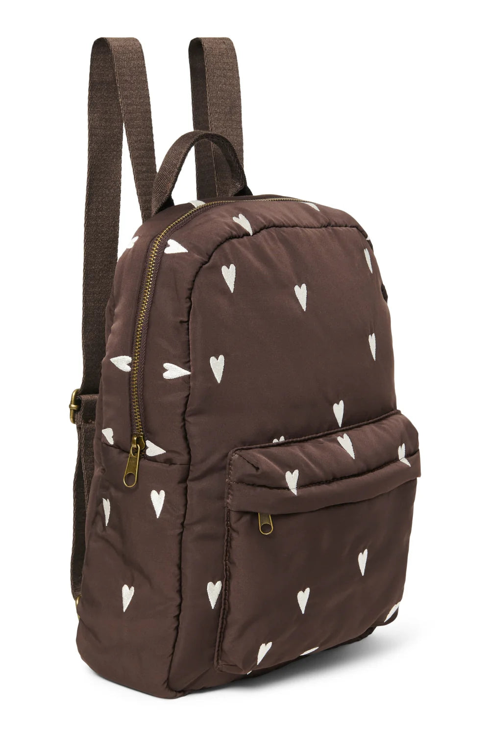 Brown Hearts Puffy Midi Backpack